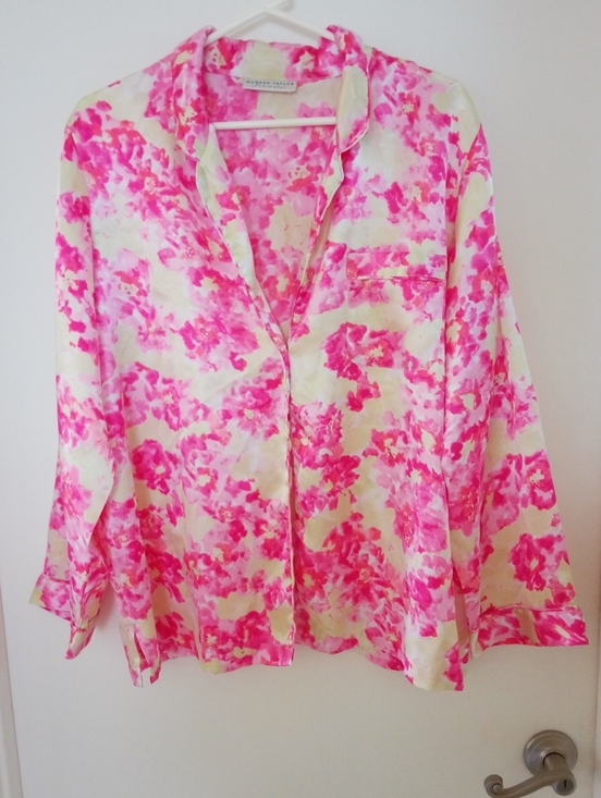 Morgan Taylor Tops - Morgan Taylor Pink and Cream Floral Button-Down Shirt